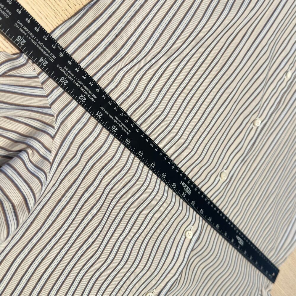 Isaia Napoli Long Sleeve Dress Shirt Mens 17 / 43 Striped Cotton Button Front - Picture 13 of 16
